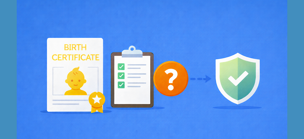 Settlement status of a child with only a birth certificate