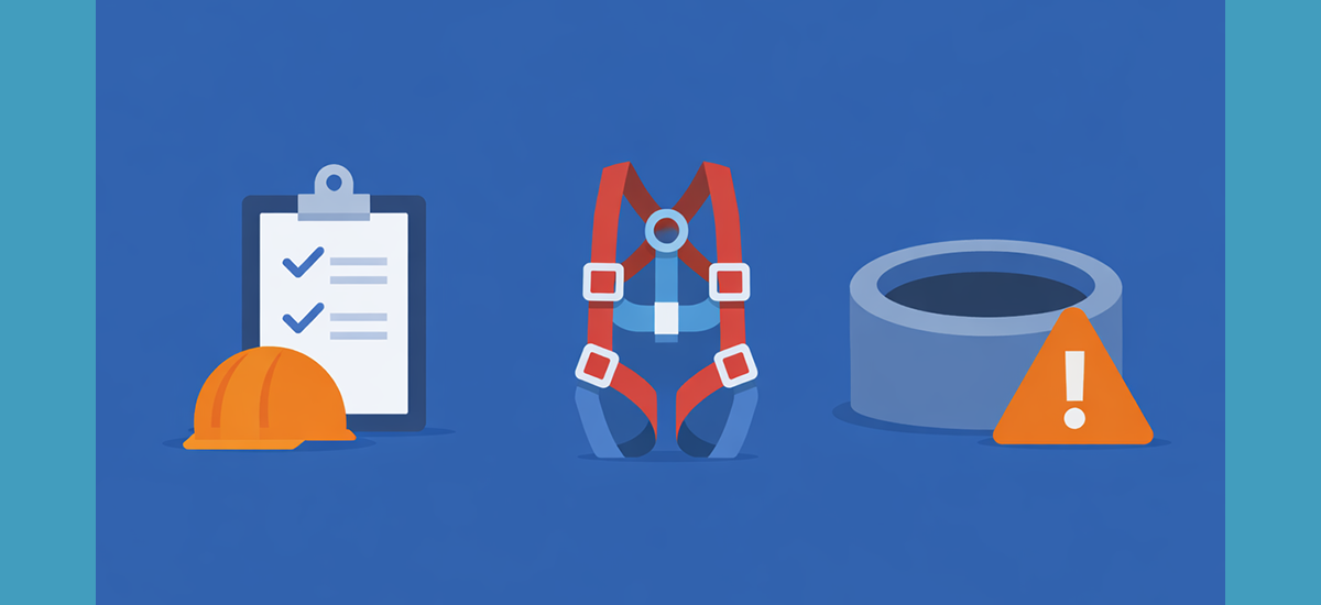 tests for specialists- working at height, safety harness, confined spaces